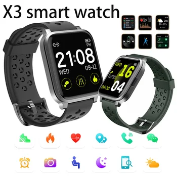 X3 akıllı saat nabız monitörü Spor Spor Bilezik Erkekler Kadınlar Tam Dokunmatik Ekran Gelen Çağrı Android IOS İçin Smartwatch