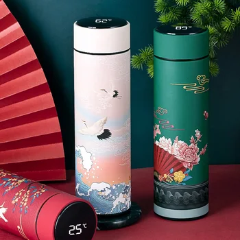 Yalıtımlı sıcak su şişesi paslanmaz çelik bardak seyahat kahve kupa çay demlik şişesi Çin tarzı akıllı su şişesi