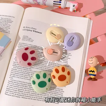 Sevimli Kedi Pençe Sanat Bıçak Parsel Kullanılabilir Mini Kesici Süper Uygun Sabit Ofis Okul Malzemeleri Geri Çekilebilir Kağıt Kesici
