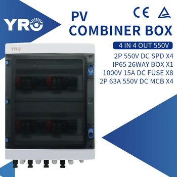 4 In 4 Out 550V / 6 In 2 Out Fotovoltaik yıldırımdan korunma PV DC Birleştirici Kutusu Su Geçirmez Plastik Dağıtım Kutusu