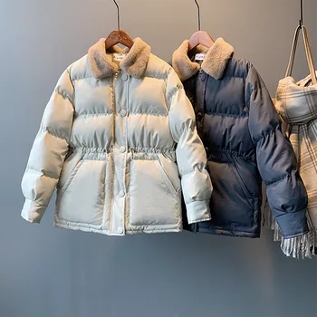 2022 Kadın Kış Ceket Tek Göğüslü Pamuk Moda Turn-aşağı Yaka Sıcak Palto Kore Tarzı kadın Mont Abrigo Mujer