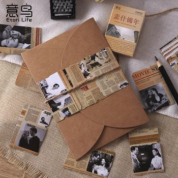 24 Adet Kawaii Vintage Kağıt Kırtasiye Etiket Seti Kahve Kek Film Dergisi Hediye Ambalaj Scrapbooking Albümü Planlayıcısı Günlüğü