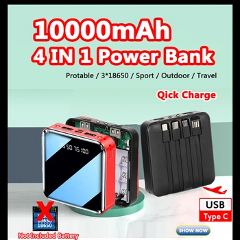 Taşınabilir güç kaynağı kılıfı 3 * 18650 Pil 5W Hızlı Şarj PowerBank Kutusu USB C Tipi Çıkış LED 4 İN 1 Değil Pil İçin Xiaomi