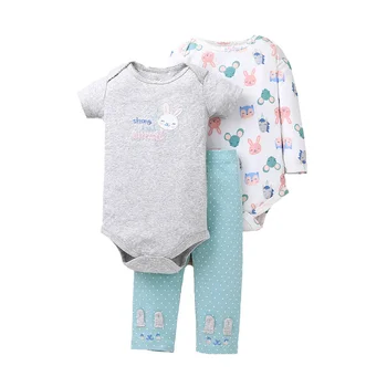 Bebek Erkek Bebek Kız giyim setleri 2022 Sonbahar Sevimli kısa kollu üstler + uzun kollu Romper + Pantolon 3 Adet Yenidoğan Bebek Giysileri Kıyafetler