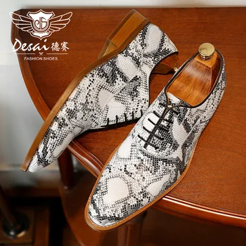 Desaı Hakiki Deri erkek ayakkabısı Yılan Desen Goodyear Ayakkabı Erkekler İçin İş Marka Ayakkabı 2022 erkek Rahat