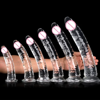 Kadın Vajina Anal Kadın Masturbators Yetişkin Seksi Ürün Sex Shop için vantuz Klasik Şeffaf yapay penis, Gerçekçi Penis 