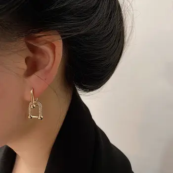 Zarif Kübik Zirkonya Geometrik Hoop Küpe Basit Moda Batı Marka Altın Renk Metal Takı Küpe Kadınlar Kızlar için