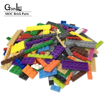 100 Adet / grup MOC Yapı Taşları İnce Tuğla 8 boyutu karışık 15 renkler ile Uyumlu Bricklink DIY Eğitici Plaka çocuk oyuncakları