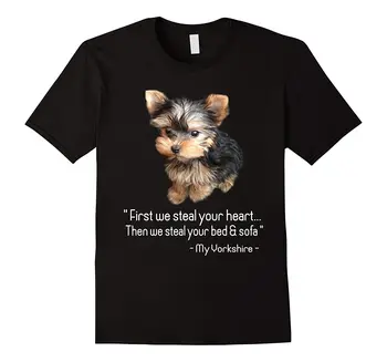 Sevimli Yorkshire Terrier Köpek Lover Hediye T Gömlek Yeni %100 % Pamuk Kısa Kollu O-Boyun T-shirt Rahat Erkek Üst