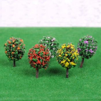 30 adet 1: 100 Ölçekli Top şeklinde Çiçek Modeli Ağacı Model Tren Düzeni DIY Minyatür Fiary Bahçe Peyzaj Aksesuarları