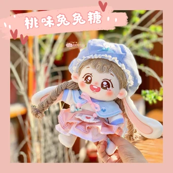Oyuncak bebek giysileri için 15cm / 20cm Idol Bebek Aksesuarları Peluş Bebek Giyim Sevimli Tavşan Kulaklar Takım doldurulmuş oyuncak Bebek Kıyafet El Yapımı