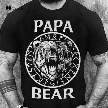 Viking Papa Ayı Rune Sembolü Sons Of Odin Olmak Valhalla doğum günü hediyesi Siyah Unisex T Shirt Tee Gömlek