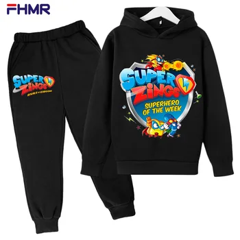 Süper zings 4-14Y Çocuk Boys Hoodies + Pantolon Setleri Yeni Sonbahar Bebek Üstleri Giyim Toddler Rahat Kazak Takım Elbise Çocuk Giysileri
