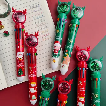 10 Renk Tükenmez Kalem Sevimli Karikatür Renkli Basın Noel Tükenmez Kalemler Okul Ofis Malzemeleri Öğrenci Hediye
