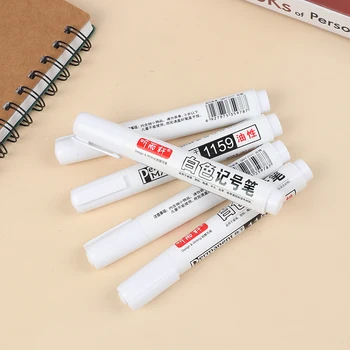 3/5 adet Metal Kalıcı Yağ bazlı Beyaz işaretleme kalemleri 6mm Beyaz boya kalemi Deri Sanat Olmayan silinebilir Çabuk kuruyan Su Geçirmez
