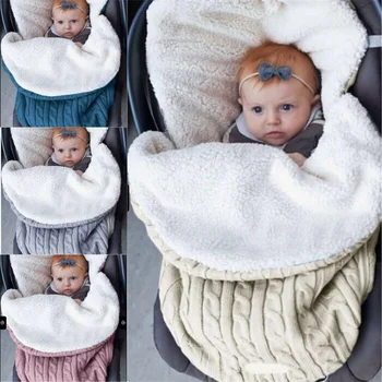 Sıcak Kalın Örme Bebek Uyku Tulumu Kış Ultra yumuşak Kundak Açık Arabası Anti-kick Bebek Uyuyan Yenidoğan 0-12 ay