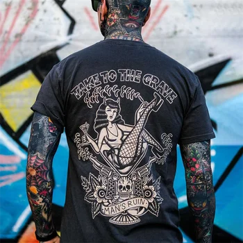 Gotik erkek tişört O Boyun Kısa Kollu erkek giyim Streetwear Serin Baskı T Shirt Erkek 2023 Yeni Rahat Üst Tee Gömlek