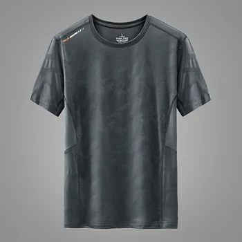 Büyük boy 7XL 8XL 9XL Buz ipek tişört erkek Spor Salonu Spor Çabuk Kuruyan T-Shirt Yaz Elastik Rahat Kısa Kollu baskılı tişört