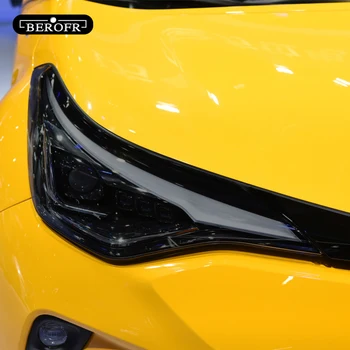 2 Adet Toyota CHR İçin 2018 2019 2020 AX10 Araba Far Tonu Füme Siyah koruyucu film Şeffaf TPU Sticker Aksesuarları