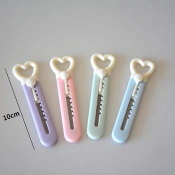 10cm Kawaii Mini Cep Aşk Kalp Sanat Maket Bıçağı Express Kutusu Bıçak Kağıt Kesici Zanaat Sarma Doldurulabilir Bıçak Kırtasiye