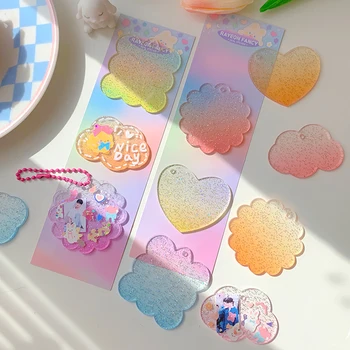 Kawaii PVC Kolye Işıltılı Kademeli Renk DIY Anahtarlık Gucca Akrilik Yıldız Idol Fotocard Ins kart tutucu Okul Kırtasiye