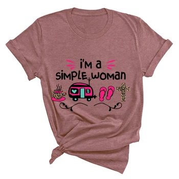 Ben Basit Kadın Baskı T-shirt Kadın Giyim Kamp Estetik Elbise Pamuk Kadın Tişörtleri Roupas Femininas Estilosas