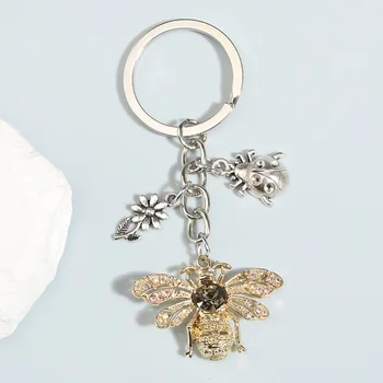 Metal Anahtarlık Uğur Böceği Çiçek Arı Anahtarlık Hayvan anahtar zincirleri Hatıra Hediyeler İçin Kadın Erkek Çanta Aksesuar DIY Alaşım Takı
