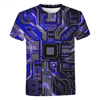 Elektronik Çip Hip Hop T Shirt Erkek Kadın 3D Makinesi Baskılı Büyük Boy T-shirt Harajuku Tarzı Yaz Kısa Kollu Tee TopsElectr