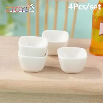 4 Adet / takım 1: 12 Evcilik Minyatür Bardak Beyaz Kare Bardak çay kahve fincanı Modeli Bebek Evi Dekor Çocuklar Oyuncak Oyna Pretend