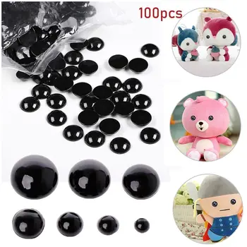100 Adet Siyah Plastik Güvenlik Gözler Ayılar İğne Keçe Hayvanlar Kukla El Sanatları yapımı Çocuklar DIY peluş oyuncak Bebek Aksesuarları