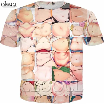 CLOOCL Anime Seksi Kız Moda T Gömlek 3D Baskılı Tombul Anime Kız Karınlarına T Gömlek Harajuku Yaz Hipster Unisex Rahat Tops