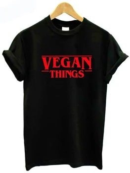 Vegan Şeyler Mektup Baskı T Shirt Kadın Kısa Kollu O Boyun Gevşek Gömlek Yaz Kadın Tee Gömlek Tops Camisetas Mujer