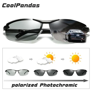 CoolPandas Tasarım Hafif Fotokromik Güneş Gözlüğü Polarize Erkekler Bukalemun Sürüş Balıkçılık Gözlük Erkek UV400 zonnebril heren