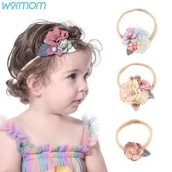 Warmom El Yapımı Dikiş Inci Çiçek saç süsü Naylon Streç Bebek Kafa Bandı Kız Çocuklar ıçin saç aksesuarları Bebek Aksesuarları