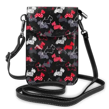 Westie Baskı Mini Çantalar Ve Çanta Scottie Terrier Telefonu Çanta Deri Messenger Kılıfı Kadın Crossbody omuzdan askili çanta Kadınlar İçin