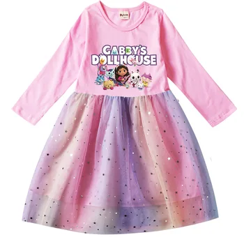 Bebek Kız Gabbys Dollhouse Elbiseler Bebek Çocuk Giysileri Gabby kediler Karnaval Cosplay Kostüm Doğum Günü Çocuk Parti Prenses Elbise