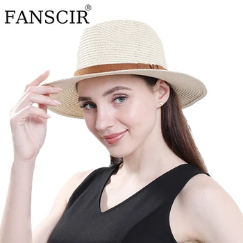 Kadın Hasır Şapkalar Panama Yaz Nefes fötr şapkalar Unisex Geniş Ağız Plaj Partisi güneşlikli kep UPF50 UV Koruma Düz Şapka Adam İçin