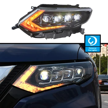 Araba Ön Farlar Nissan X-Trail Xtrail İçin LED 2017-2021 Far Şekillendirici Dinamik Dönüş Sinyali Lens Oto Aksesuarları Montaj