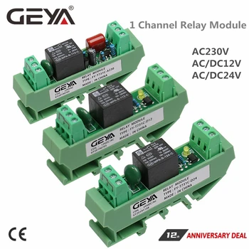 GEYA Din Raylı 1 Kanal Röle Modülü DC 5V 24V 12V 48V 110VAC 230VAC GSM Röle Kontrol Zamanlayıcı Modülü