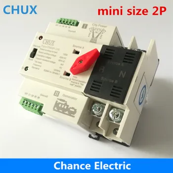 Çift Güç Anahtarı CXS2P-100A Mini ATS 2 P Otomatik Transfer Anahtarı Elektrik Seçici Anahtarları Din Ray Tipi ATS 63A 100A