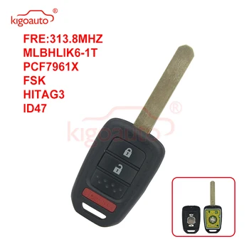 Kıgoauto 2500A-HLIK61T MLBHLIK6-1T Honda Accord Civic CRV için Uzaktan anahtar 3 düğme HON66 bıçak 313.8 mhz 2013 2014 2015