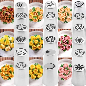 Rus Lale Buzlanma Gül Pasta Nozullar Kek Dekorasyon Araçları Çiçek Buzlanma Boru Memesi Krem Kek İpuçları Pişirme Aksesuarları