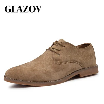 GLAZOV Marka Yeni Artı Boyutu 39-46 oxford erkek ayakkabısı Yüksek Kaliteli Süet Bahar Sonbahar günlük erkek ayakkabısı deri ayakkabı Erkek Elbise Ayakkabı