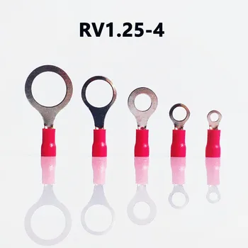RV1. 25-4 kırmızı renk Halka izoleli terminal takım elbise 4. 3mm2 Kablo Tel Konnektör kablo Sıkma Terminali 100 adet / paket ücretsiz kargo
