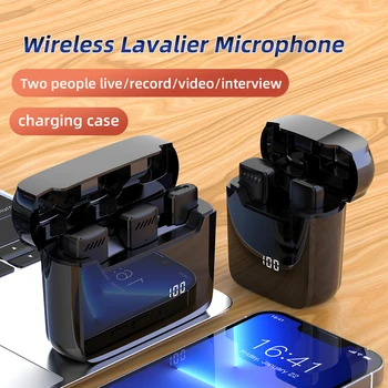 Kablosuz Yaka Mikrofonu Ekran Şarj Kutusu ile Gürültü Azaltma Kablosuz Yaka Profesyonel Mini Mikrofon iPhone Android için